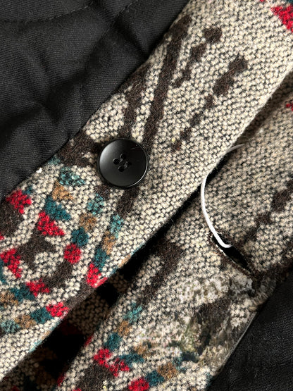 Men's Japanese Style Improved Taoist Robe - Autumn Winter Retro Patchwork Collarless Cotton Jacket