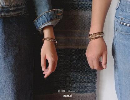 Original Design Multi-Layer Plant Dyed Cotton and Linen Handmade Bracelet 925 Silver Niche Tie-Dye Couple Bracelets
