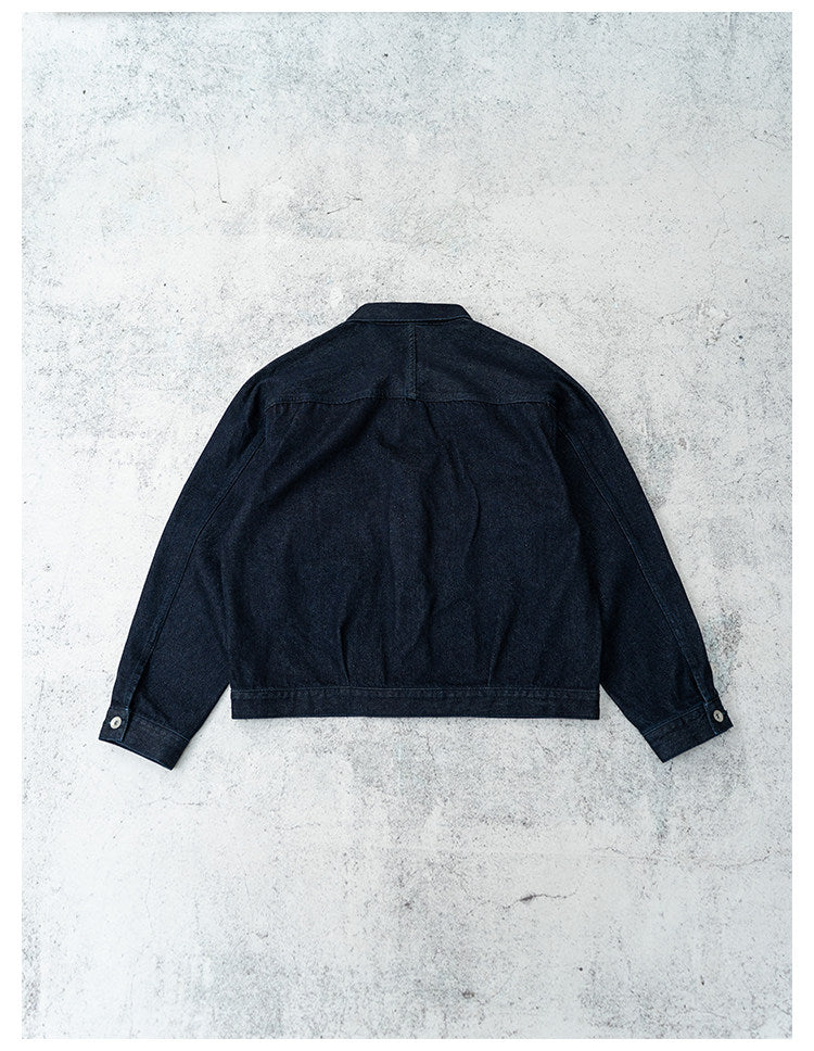 Single Pocket Short Denim Jacket – Loose Unisex Casual Streetwear