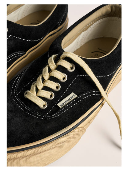 suede low-top canvas shoes Thick-soled vulcanized shoes Retro Japanese trendy men's and women's crestboard shoes 2025