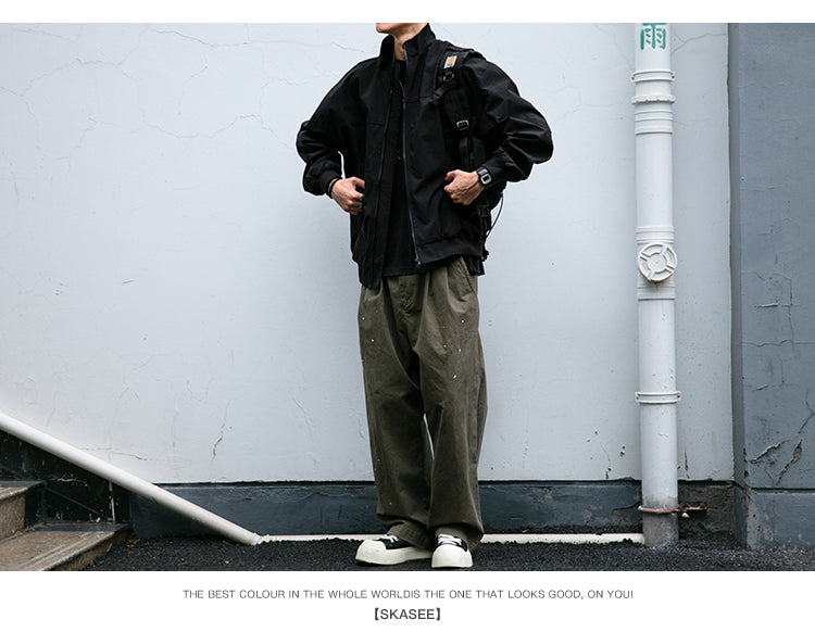 Men's American Style Waterproof Coach Jacket - Trendy Stand Collar Outdoor Windbreaker