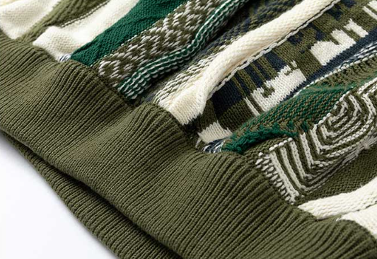 Medria Unisex Retro Bitter Melon Stripe Sweater - Loose Lazy Casual Knitwear