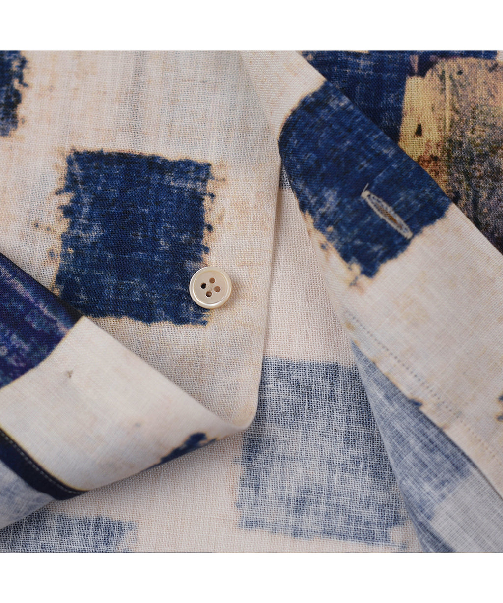 Summer New Hawaiian Print Sleeve Shirt 70% Tencel 30% Linen Shirt Japanese Retro Loose Shirt for Men