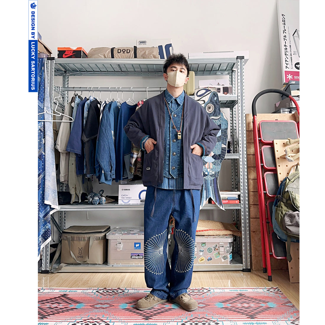 Men's Japanese Retro Reversible Ethnic Style Dao Robe Jacket