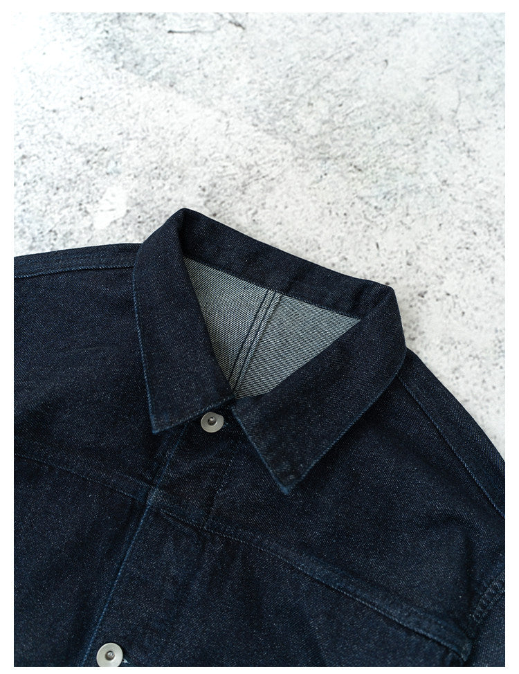 Single Pocket Short Denim Jacket – Loose Unisex Casual Streetwear