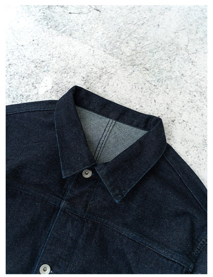 Single Pocket Short Denim Jacket – Loose Unisex Casual Streetwear