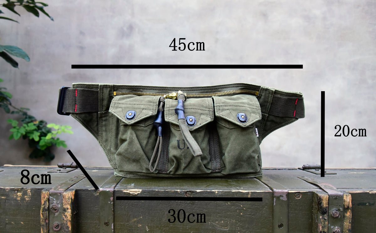 Washed Canvas Distressed Fanny Pack – Vintage 3-Way Chest Crossbody Unisex – Bags | japanese streetwear | vintage workwear | unisex | Yamalinclothes