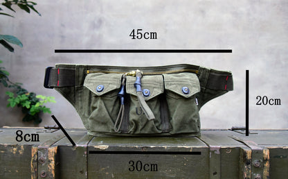 Washed Canvas Distressed Fanny Pack – Vintage 3-Way Chest Crossbody Unisex – Bags | japanese streetwear | vintage workwear | unisex | Yamalinclothes