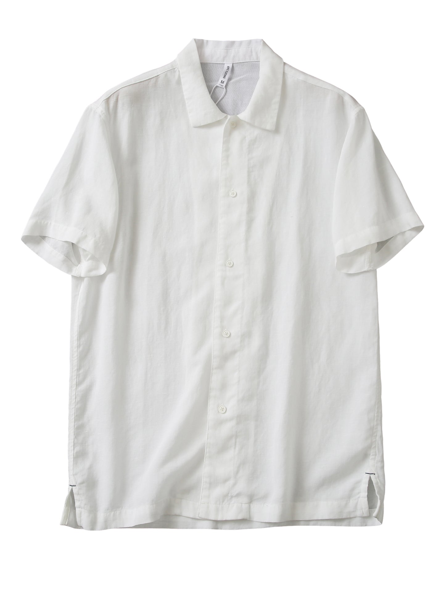 Cool Antibacterial Linen/Lyocell Men's Summer Turn-down Collar Loose Casual Short Sleeve Shirt Top