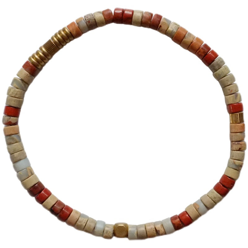 Original Natural Brown Series Shoushan Stone Niche Personality Couple Bracelets Brass Artistic Bracelets