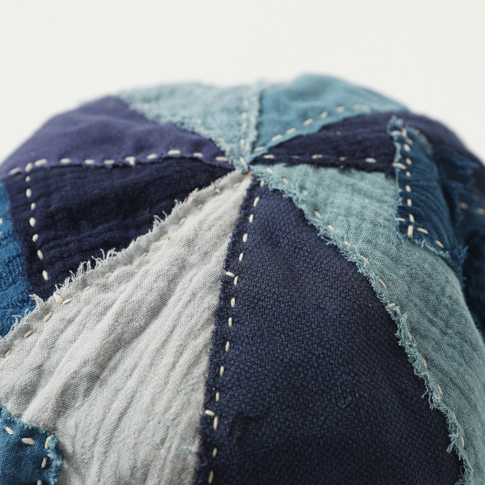 Original Handmade Japanese Boro Patchwork Octagonal Hat Painter Hat Blue Dye Vintage Hat for Men and Women