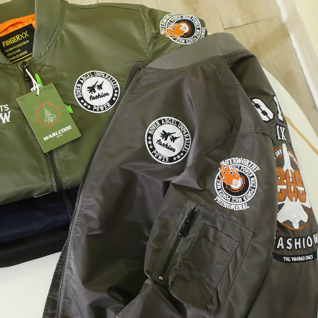 Men’s Heavy Embroidery Baseball-Collar Flight Jacket – Rugged Retro Casual for Fall