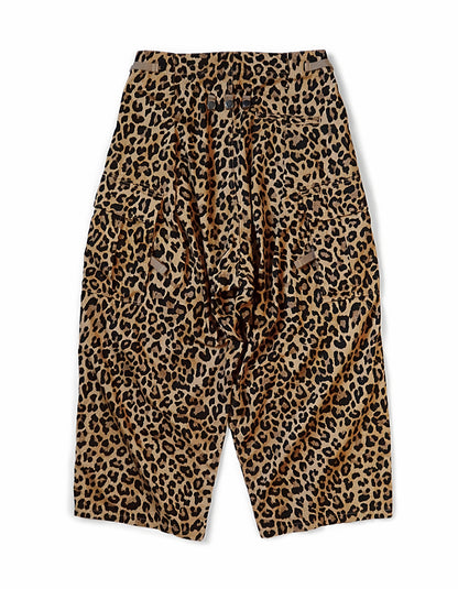 25AW Japanese Retro Casual Leopard Print Cargo Paratrooper Pants Casual Long Pants
