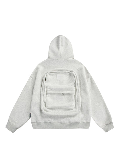 American Style Trendy Brand 3D Backpack Hooded Cardigan Sweatshirt Men Spring Niche Design Zipper Jacket