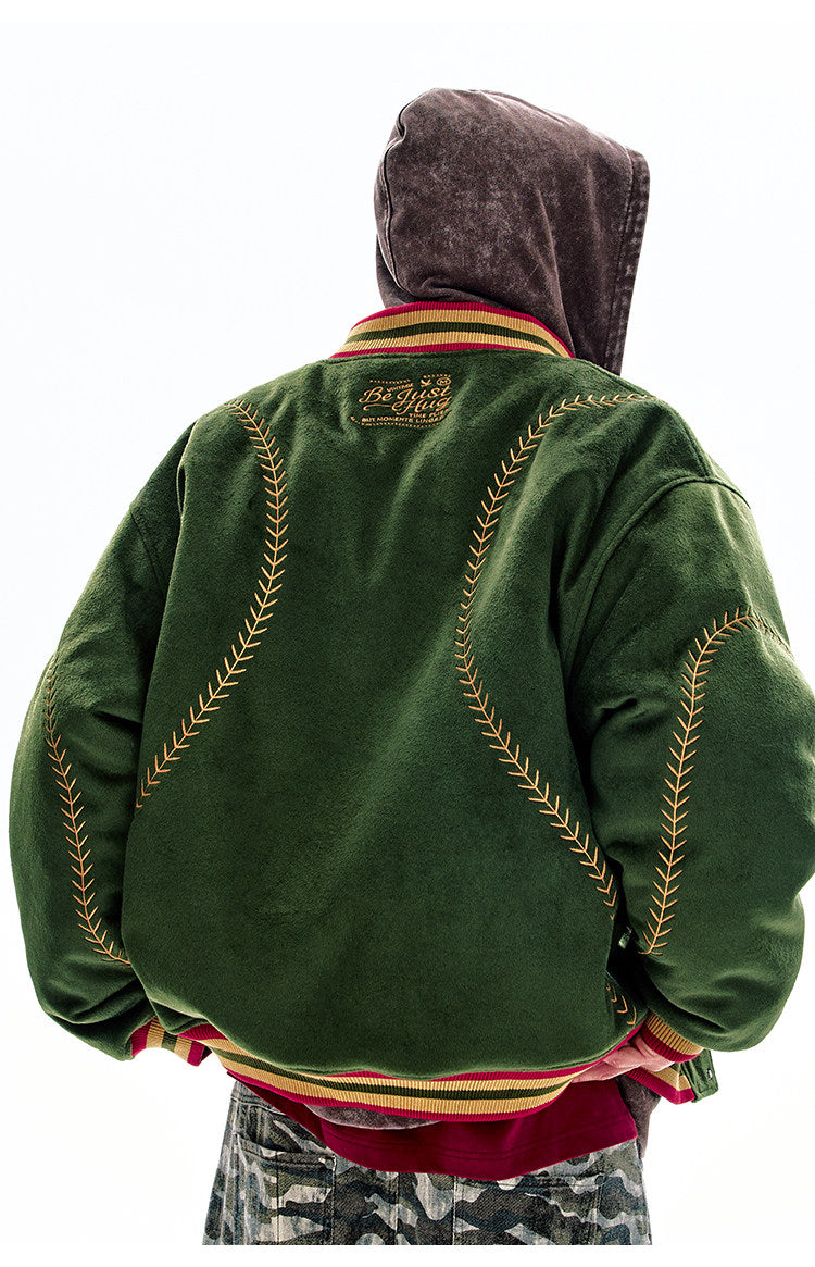 BJHG Quilted Baseball Jacket - American Style Color-Block Winter Coat (Unisex)