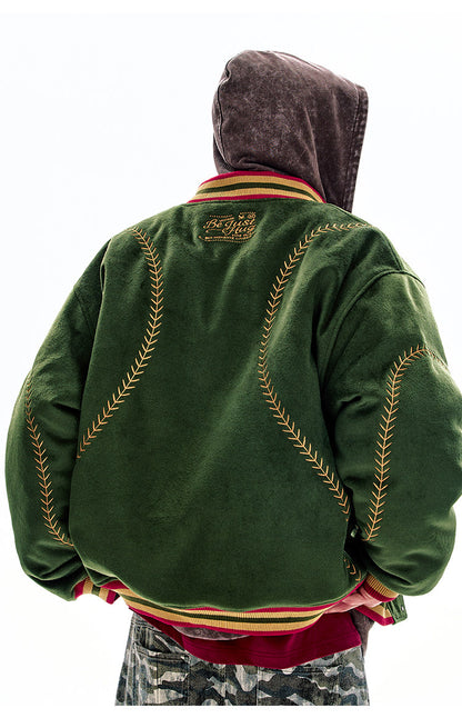 BJHG Quilted Baseball Jacket - American Style Color-Block Winter Coat (Unisex)