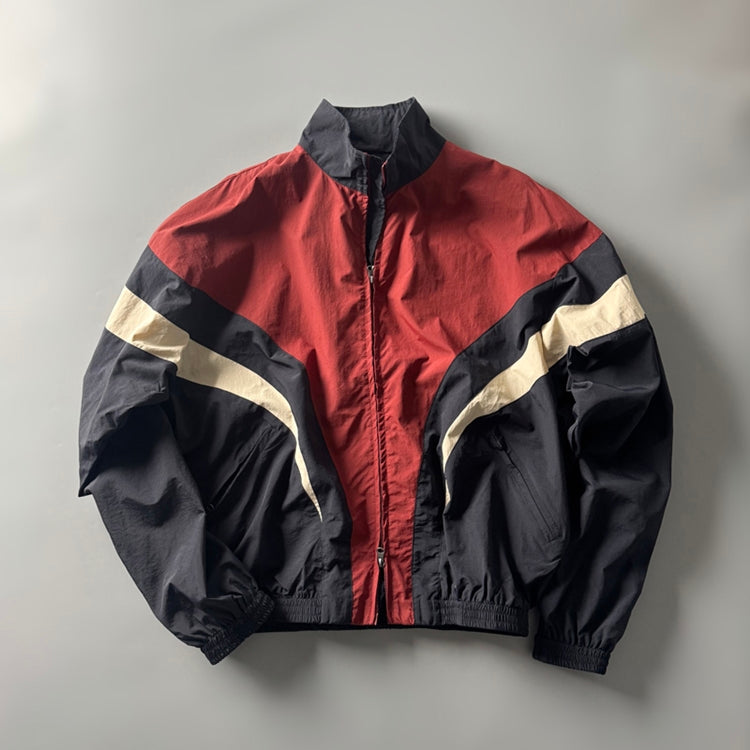 80s Retro Color-Block Mountain Jacket - Stand Collar Outdoor Coat