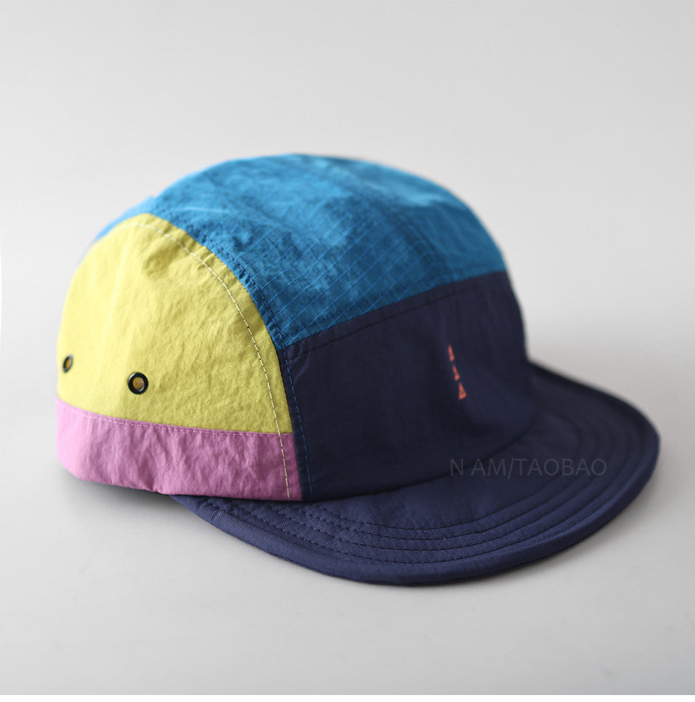 Quick-Dry Color-Block Short Brim Cap – Letter Print Sporty Unisex – cap | japanese streetwear | vintage workwear | unisex | Yamalinclothes