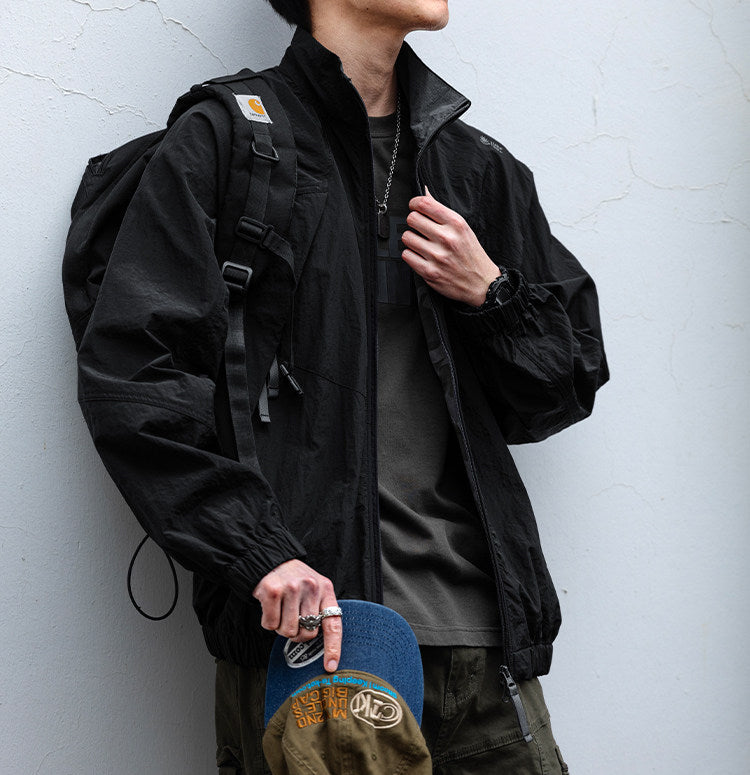 Quick-Dry Stand-Collar Outdoor Jacket – Mountain Oversized Unisex – Japanese vintage | fall outfits 2026 | fall winter outfits | classy winter outfits | lazy comfy outfits | japanese streetwear | vintage workwear | yamalin clothes | Yamalinclothes