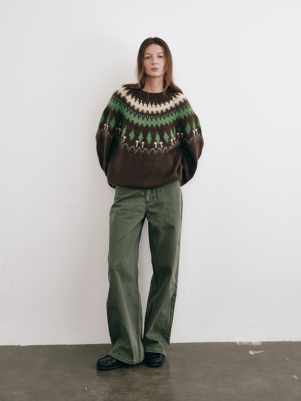 Shyshy Women's Mohair Fair Isle Sweater - High-End Color Block Loose Pullover