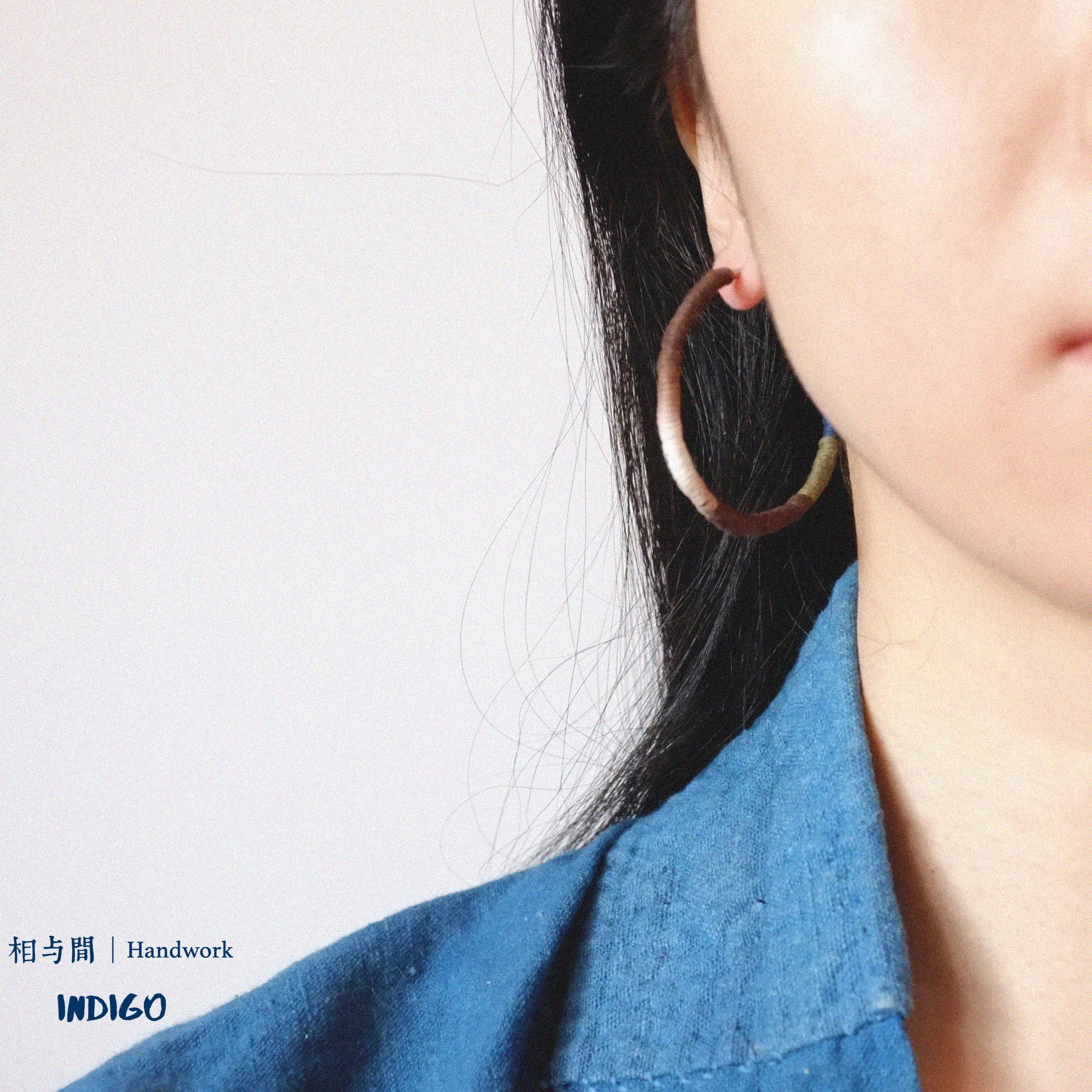 Original Earrings Persimmon Dyed Handmade Plant-Dyed Cotton Thread Niche Geometric Circle High-End Earrings