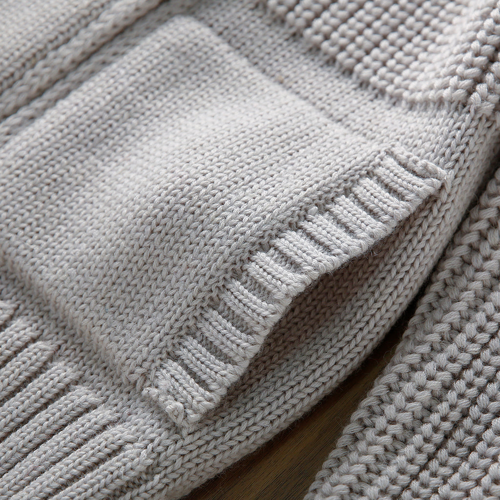 Italian Pure Wool Stand-Collar Cardigan – 100% Heavyweight Knit Sweater Jacket for Autumn/Winter