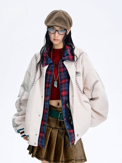 BJHG Quilted Baseball Jacket - American Style Color-Block Winter Coat (Unisex)