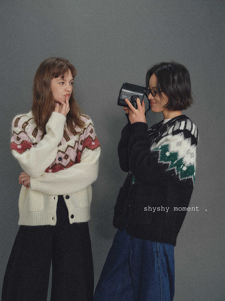 Shyshy Two Colors Choose Your Price Mohair Raw Materials Hand-Painted Design Sense Fairisland Sweater Cardigan Wool Top