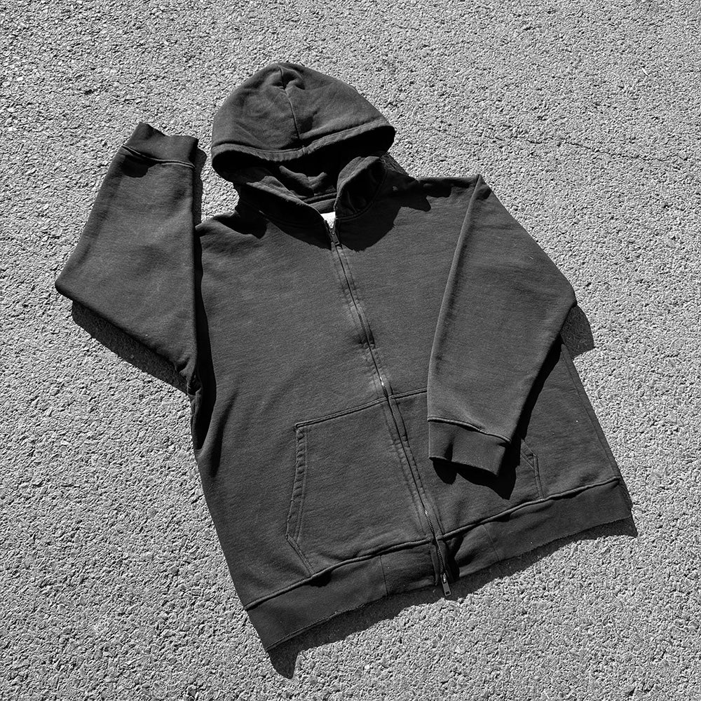 Heavyweight 450g Solid Color Vintage Zipper Cardigan Jacket