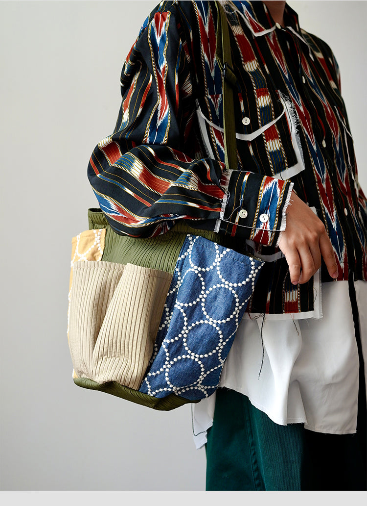 Original Patchwork Large Capacity Crossbody Bag Retro New Chinese Style Embroidered Tote Bag for Women