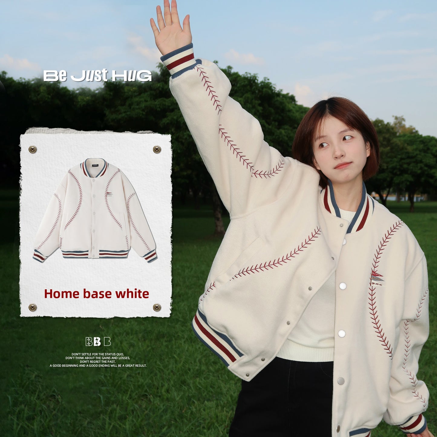 BJHG Quilted Baseball Jacket - American Style Color-Block Winter Coat (Unisex)