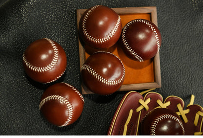 Handmade Vegetable-Tanned Cowhide Baseball – Artisan Leather Collectible