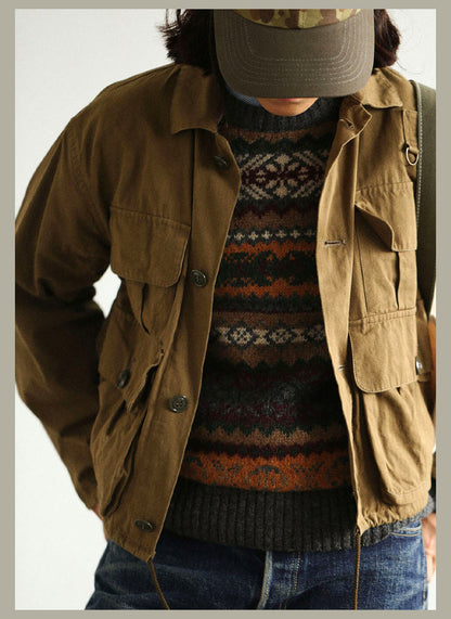 Vintage Floral Fair Isle Shetland Wool Sweater – Unisex Long Sleeve