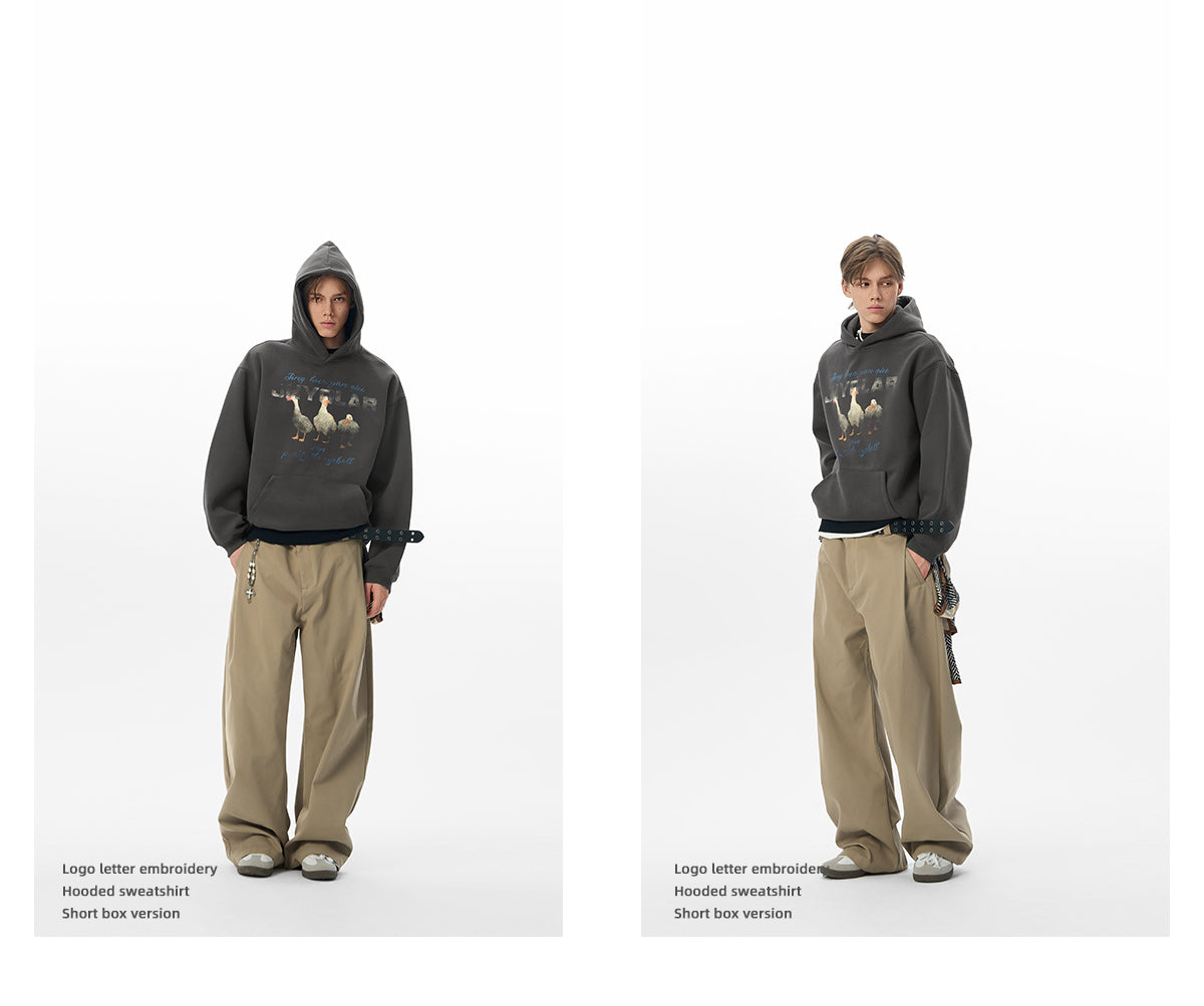 “Good Luck” Duck Hoodie – Oversized Streetwear Couple Style in a Relaxed American Cut