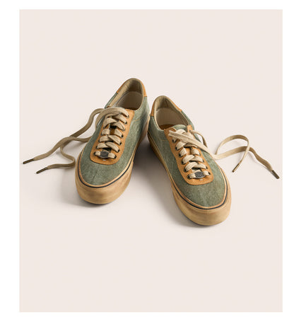 Vintage Japanese Low Top Espadrille Platform Sneakers – Washed Vulcanized Unisex Shoes – Japanese vintage | yamalin clothes | Yamalinclothes