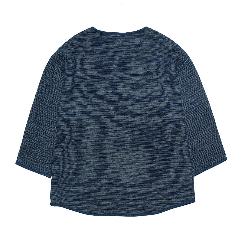 Original Retro Sashiko Loose Japanese Style Round Neck Three-Quarter Sleeve Blue Dyed T-Shirt Trendy Brand Short Sleeve