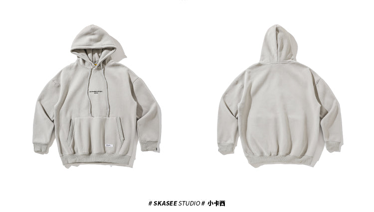 Unisex Vintage Fleece Hoodie - Hong Kong Style Thickened Loose Couple Sweatshirt