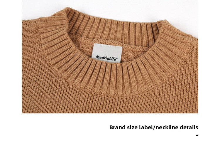 MEDRIA Autumn Winter Trendy Brand Street New Casual Warm Sweater Men Thick Loose Round Neck Couple Knitted Sweater