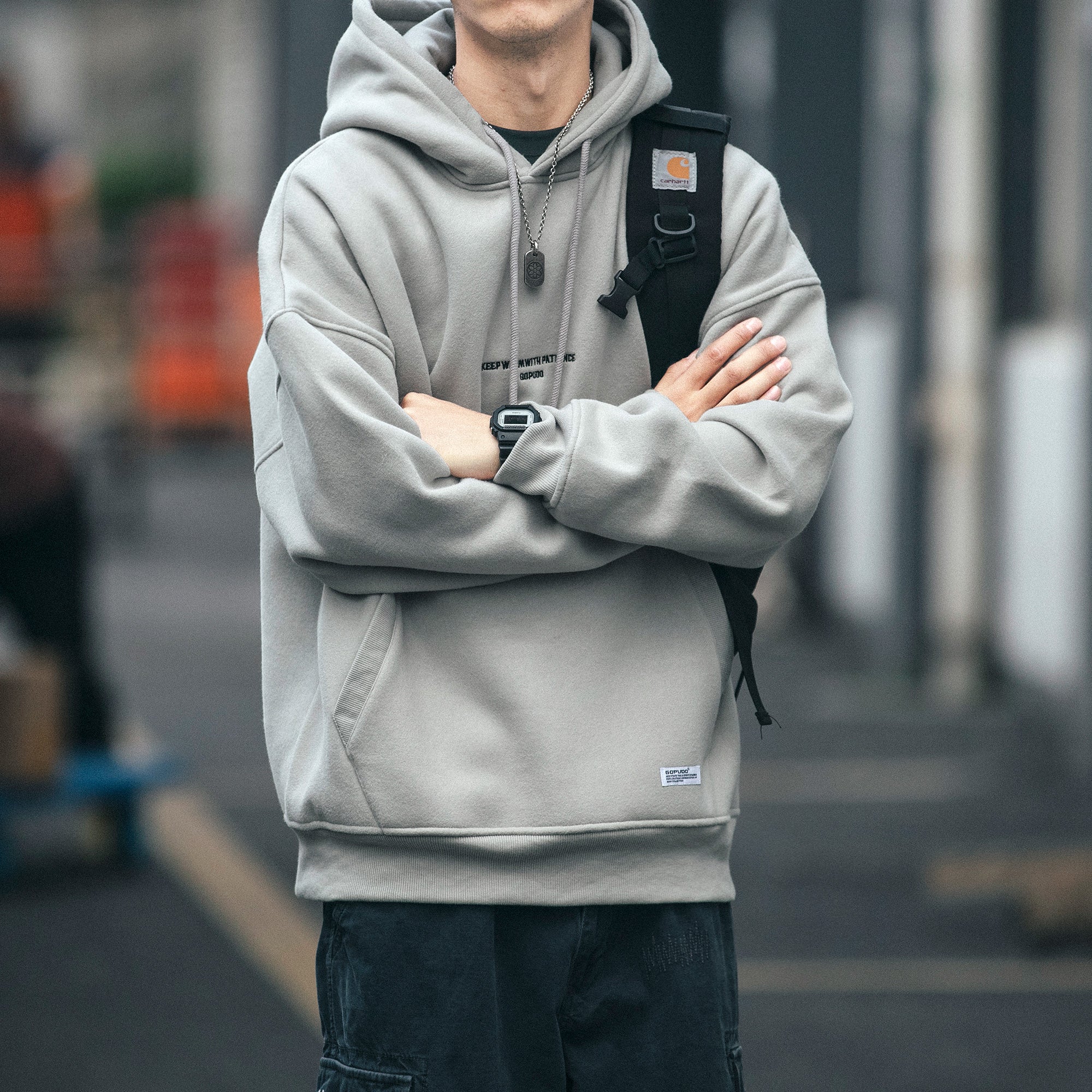 Autumn Winter Vintage Fleece Thickened Sweatshirt for Men Loose Trendy Hoodie Ins Hong Kong Style Couple Casual Jacket