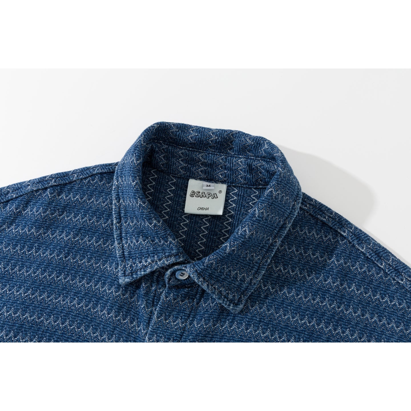 Japanese Ethnic Jacquard Denim Shirt Jacket – Loose & Cozy for Autumn/Winter