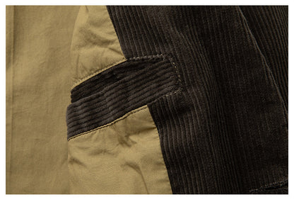 American Retro Amekaji Corduroy Safari Blazer - Casual Suit Jacket (Men)