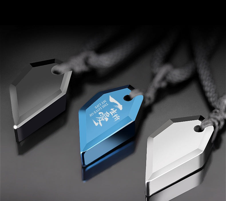 Klein Blue Men's Necklace Light Luxury Niche High-end Sense Cool Sweater Chain Trend Lucky Pendant Tungsten Pendant