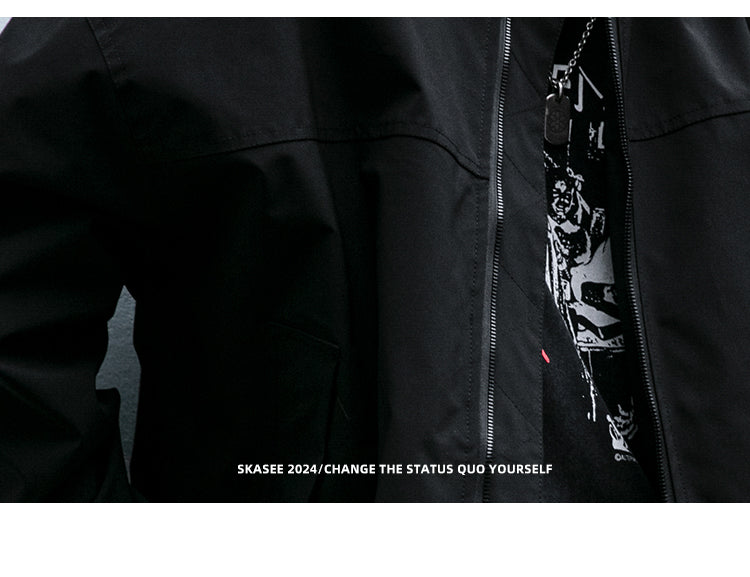 Men's American Style Waterproof Coach Jacket - Trendy Stand Collar Outdoor Windbreaker