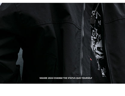 Men's American Style Waterproof Coach Jacket - Trendy Stand Collar Outdoor Windbreaker