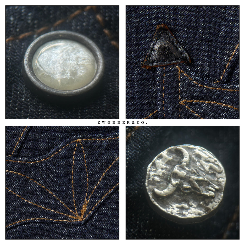 Zwodder Patchwork Leather & Denim Long-Sleeve Shirt – Vintage Americana Style