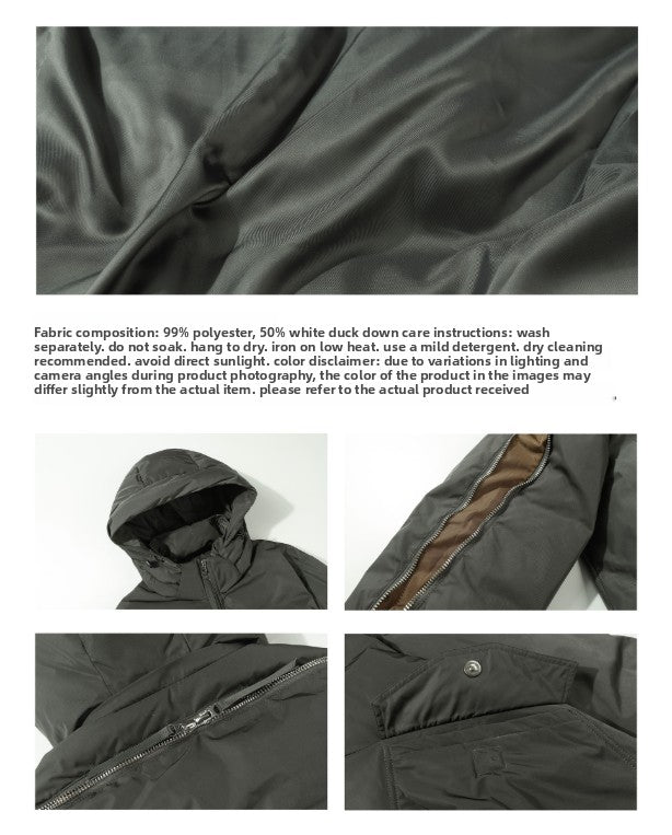 Cooker Stand Collar Hooded Down Jacket Zipper Thickened Trendy Brand Warm Men's New White Duck Down Coat New Winter