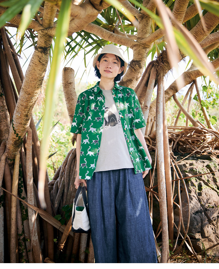 Cotton Japanese Lémur Catta Printed Shirt