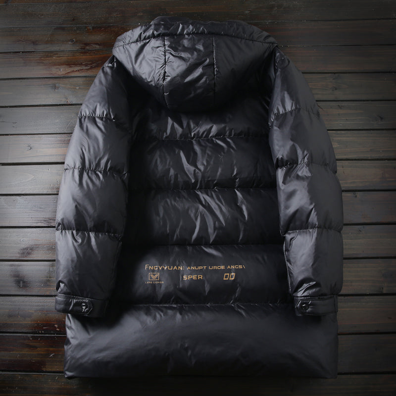 Men's Plus Size Export Overstock Down Jacket - Thickened High-Puff Hooded Mid-Length Cold-Resistant Coat