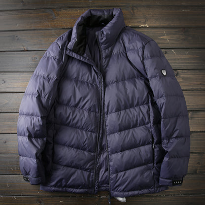 Men's Plus Size Lightweight High-Fluffy Down Jacket - Winter Stand Collar Warm Export Overstock Coat