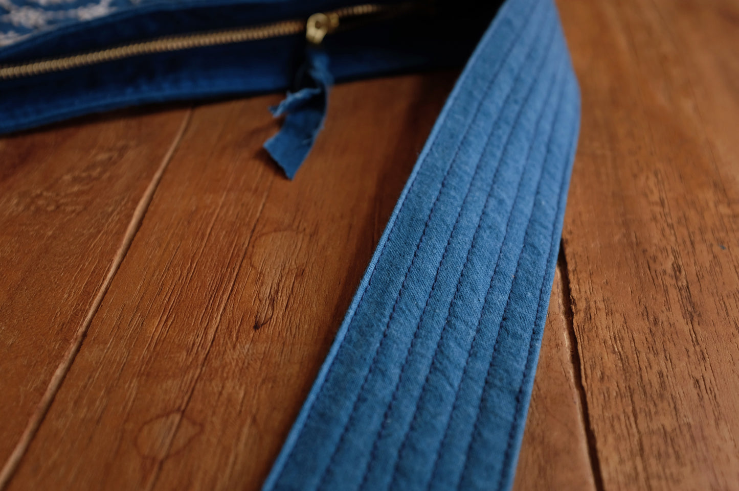 Blue and White Heavy Craft Group Flower Sashiko YKK Zipper Large Capacity Pure Handmade Blue Dyed Crossbody Bag